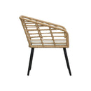 2 Pcs Garden Chairs With Cushions Poly Rattan Oak
