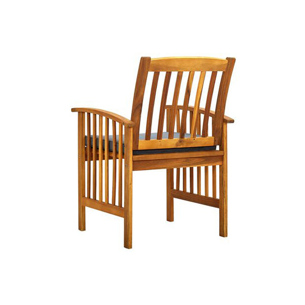 2 Pcs Garden Dining Chairs With Cushions Solid Acacia Wood