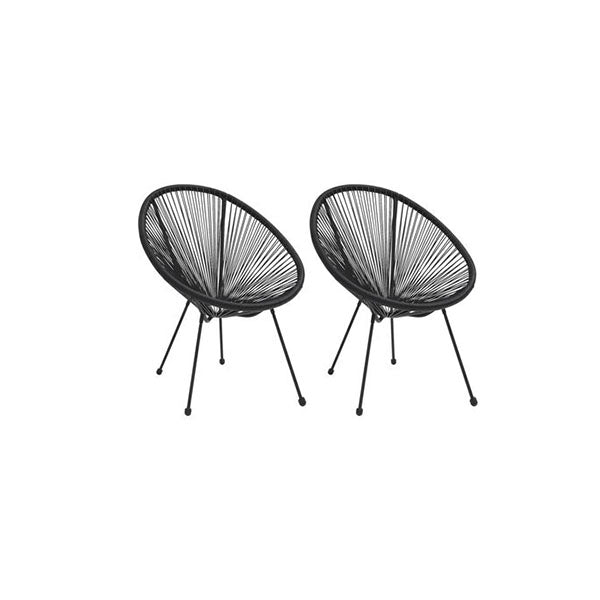 2 Pcs Garden Moon Chairs Rattan Black