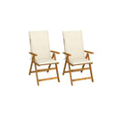 2 Pcs Garden Reclining Chairs With Cushions Solid Acacia Wood