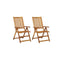 2 Pcs Garden Reclining Chairs With Cushions Solid Acacia Wood