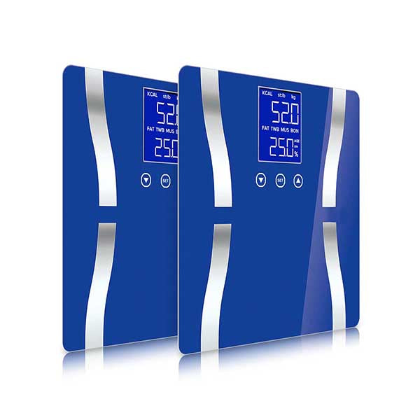 2 Pcs Glass Lcd Digital Body Fat Scale Electronic Blue