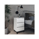 2 Pcs High Gloss White Bed Cabinet With Metal Legs