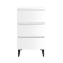 2 Pcs High Gloss White Bed Cabinet With Metal Legs