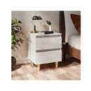 2 Pcs High Gloss White Bed Cabinets And Pinewood Legs