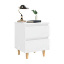 2 Pcs High Gloss White Bed Cabinets And Pinewood Legs