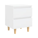 2 Pcs High Gloss White Bed Cabinets And Pinewood Legs