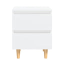 2 Pcs High Gloss White Bed Cabinets And Pinewood Legs