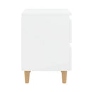 2 Pcs High Gloss White Bed Cabinets And Pinewood Legs