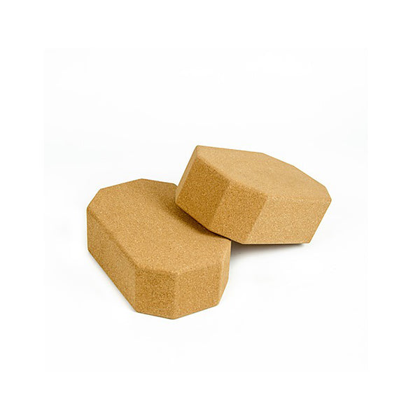 2 Pcs Natural Cork Octagon Yoga Blocks Brick Exercise Set