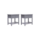 2 Pcs Nightstands Grey Paulownia Wood