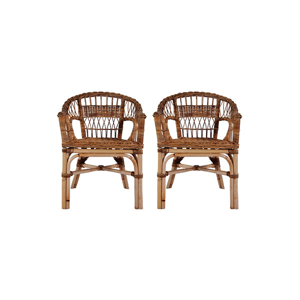 2 Pcs Outdoor Chairs Natural Rattan Brown