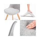 2 Pcs Padded Seat Dining Chair Fabric Grey