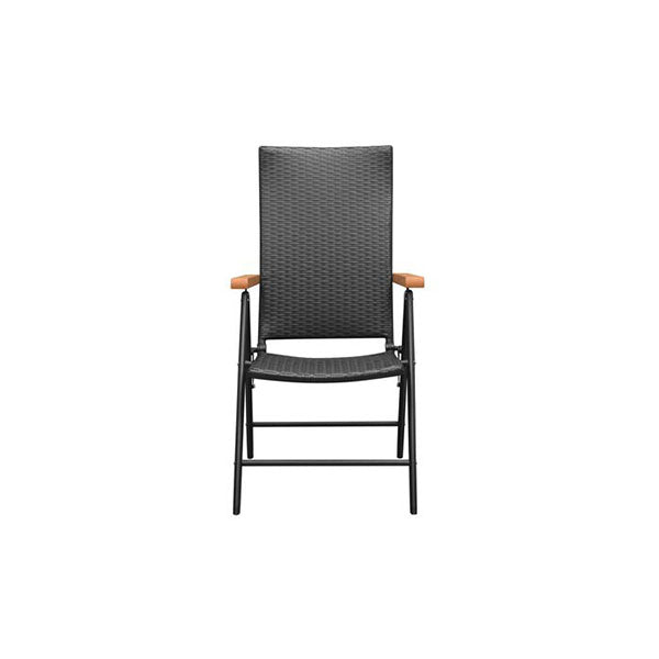 2 Pcs Poly Rattan Stackable Garden Chairs Black