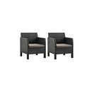 2 Pcs Pp Garden Chairs With Cushions Rattan Anthracite