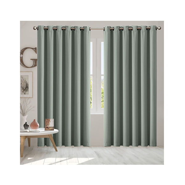 2 Pcs Room Darkening Blockout Curtains Panels 3 Layers Eyelet Grey