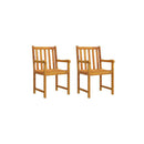 2 Pcs Wood Garden Chairs Solid Acacia