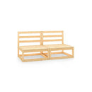 2 Pcs Solid Pinewood Garden Middle Sofas