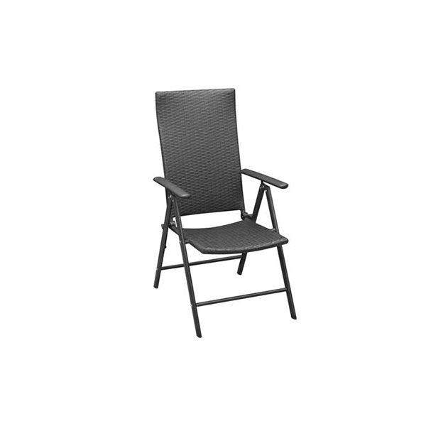 2 Pcs Stackable Garden Chairs Poly Rattan Black