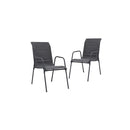 2 Pcs Steel And Textilene Anthracite Stackable Garden Chairs