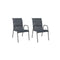 2 Pcs Steel And Textilene Black Stackable Garden Chairs