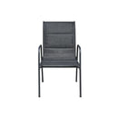 2 Pcs Steel And Textilene Black Stackable Garden Chairs