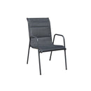 2 Pcs Steel And Textilene Black Stackable Garden Chairs