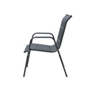 2 Pcs Steel And Textilene Black Stackable Garden Chairs