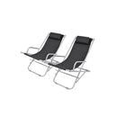 2 Pcs Steel Reclining Deck Chairs