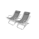 2 Pcs Steel Reclining Deck Chairs