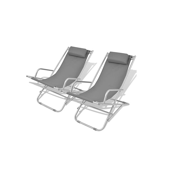 2 Pcs Steel Reclining Deck Chairs