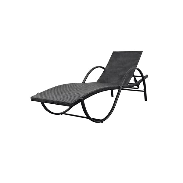 2 Pcs Sun Loungers With Table Poly Rattan