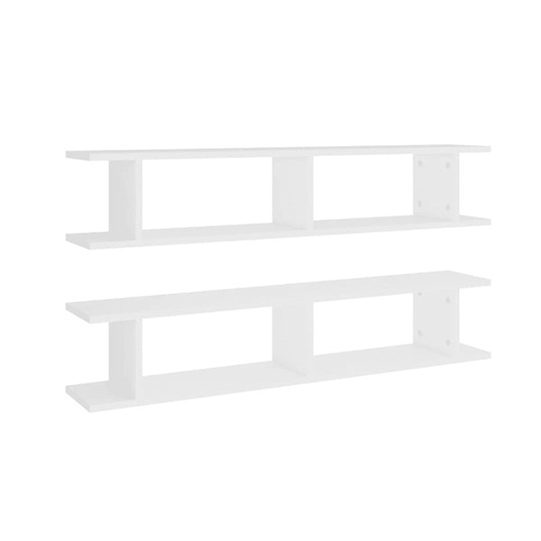 2 Pcs  Wall Shelves White 105 X 18 X 20 Cm Chipboard