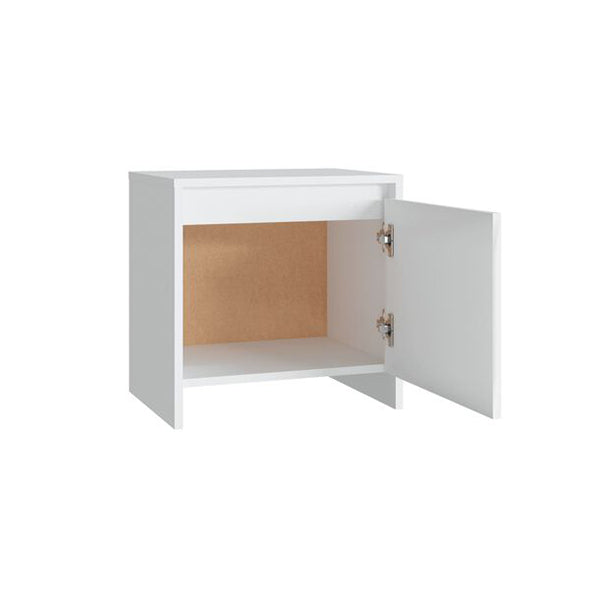 2 Pcs White Engineered Wood Bedside Cabinets