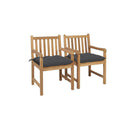 2 Pcs With Anthracite Cushions Solid Teak Wood Garden Chairs