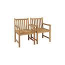 2 Pcs With Anthracite Cushions Solid Teak Wood Garden Chairs