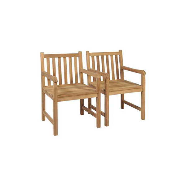 2 Pcs With Anthracite Cushions Solid Teak Wood Garden Chairs
