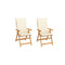 2 Pcs With Cream Cushions Solid Teak Wood Garden Chairs
