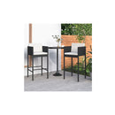 2 Pcs With Cushions Black Bar Stools Poly Rattan
