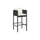 2 Pcs With Cushions Black Bar Stools Poly Rattan