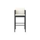 2 Pcs With Cushions Black Bar Stools Poly Rattan