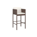 2 Pcs With Cushions Brown Poly Rattan Bar Stools