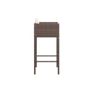 2 Pcs With Cushions Brown Poly Rattan Bar Stools