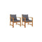 2 Pcs With Dark Grey Cushion Garden Chairs Solid Acacia Wood
