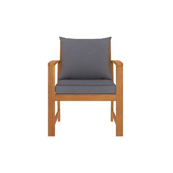2 Pcs With Dark Grey Cushion Garden Chairs Solid Acacia Wood
