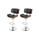 2 Pcs Wooden Bar Stools Kitchen Dining Chairs Pad Gas Lift