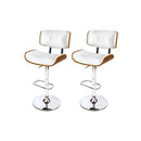 2 Pcs Wooden Bar Stools Kitchen Dining Chairs Pad Gas Lift