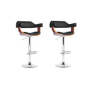 2 Pcs Wooden Bar Stools Kitchen Swivel Chairs Leather Black