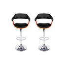 2 Pcs Wooden Bar Stools Kitchen Swivel Chairs Leather Black