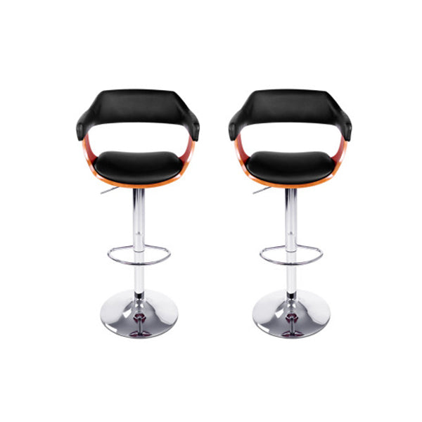 2 Pcs Wooden Bar Stools Kitchen Swivel Chairs Leather Black